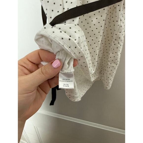 Vintage Y2K Cherokee White Brown Polka Dot Babydoll Cami Tank Top Ribbon Small - Picture 6 of 8